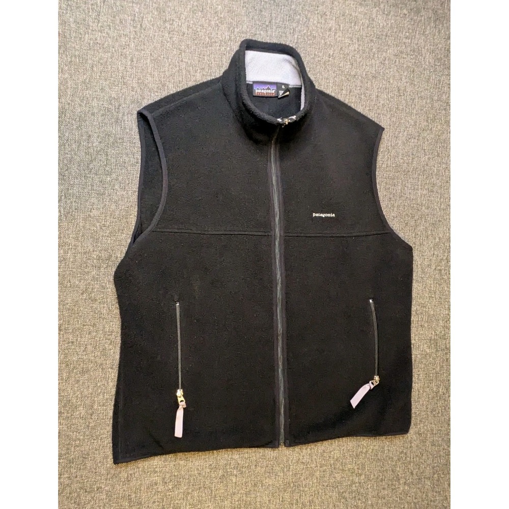 Patagonia Synchilla Full Zip Mens Black Fleece Outdoor Sleeveless Vest Size XL